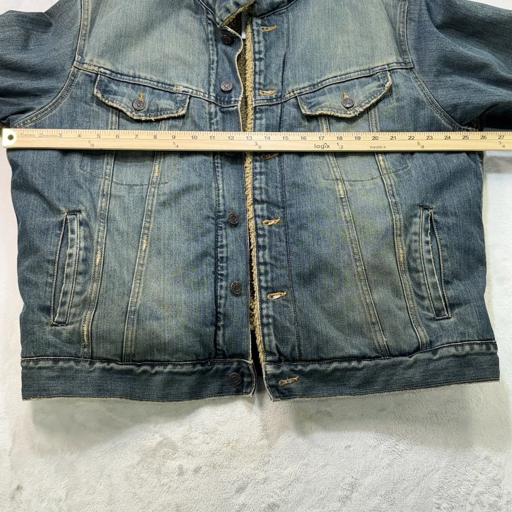 Old Navy Denim Sherpa Trucker Jacket Men's L Blue Jean Fleece Lined Western